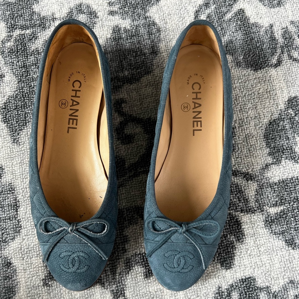 Chanel baby blue soft flats size 7.5